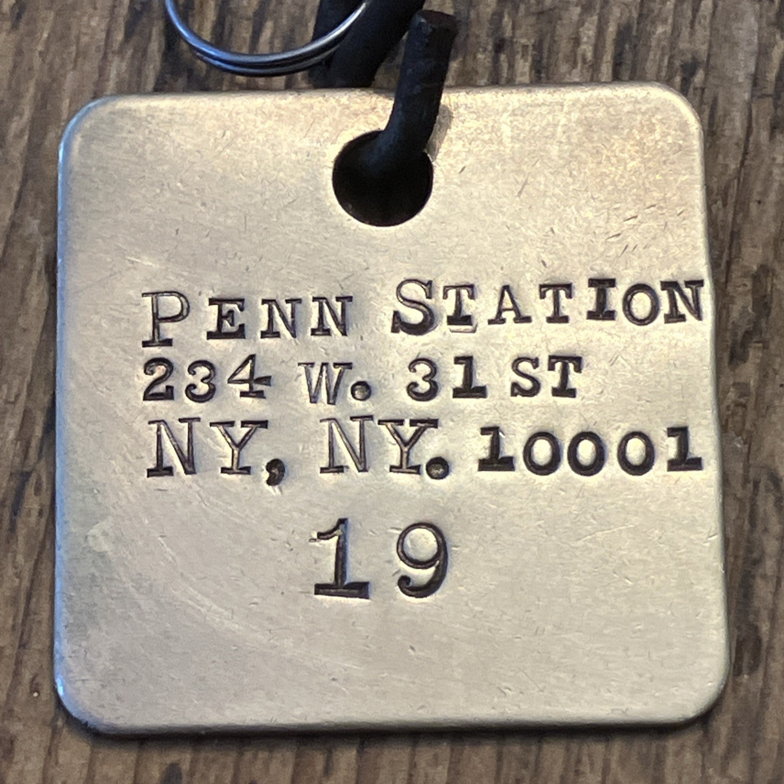 Penn Station NY #19 – Solid BRASS CUSTOM KEY FOB Vintage Hotel Style Marker