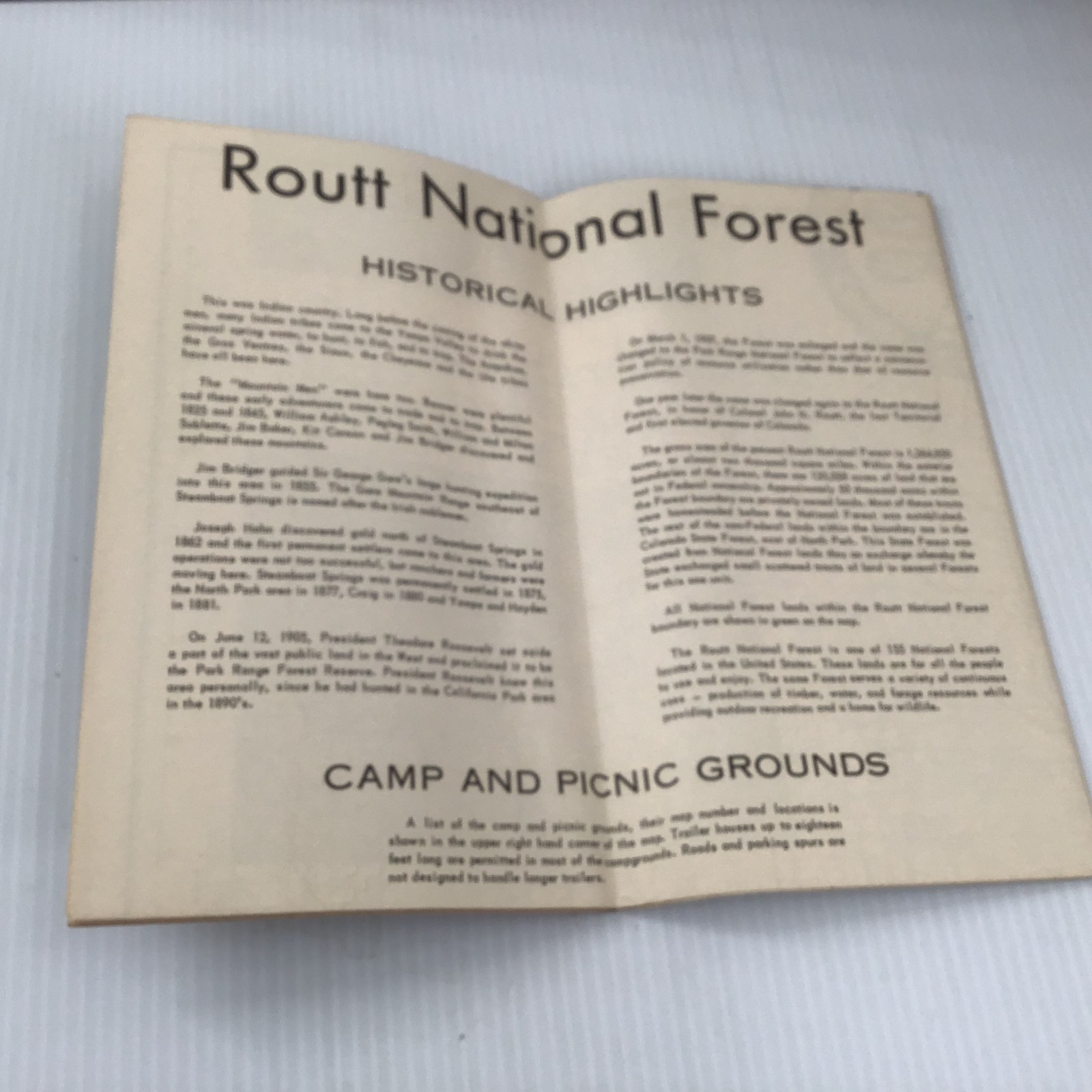 Rout National Forest US, Dept.of AG, Forest Service, Map & recreation Pics, 1957