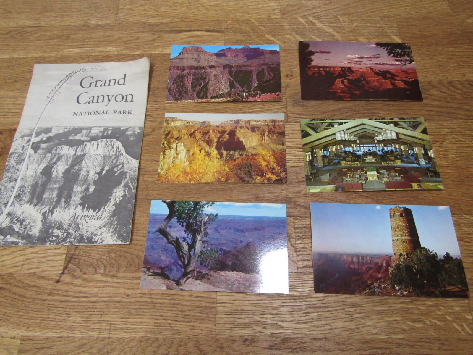 Vtg 1957 Grand Canyon NATIONAL PARK AZ Guide Book & 6 postcard ephemera lot