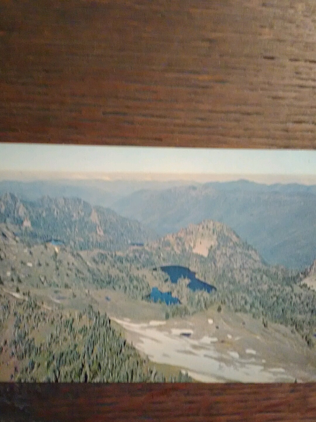 AIR SHOT VINTAGE POST CARD SEVEN LAKES BASIN OLYMPIC NATIONAL PARK WASHINGTON