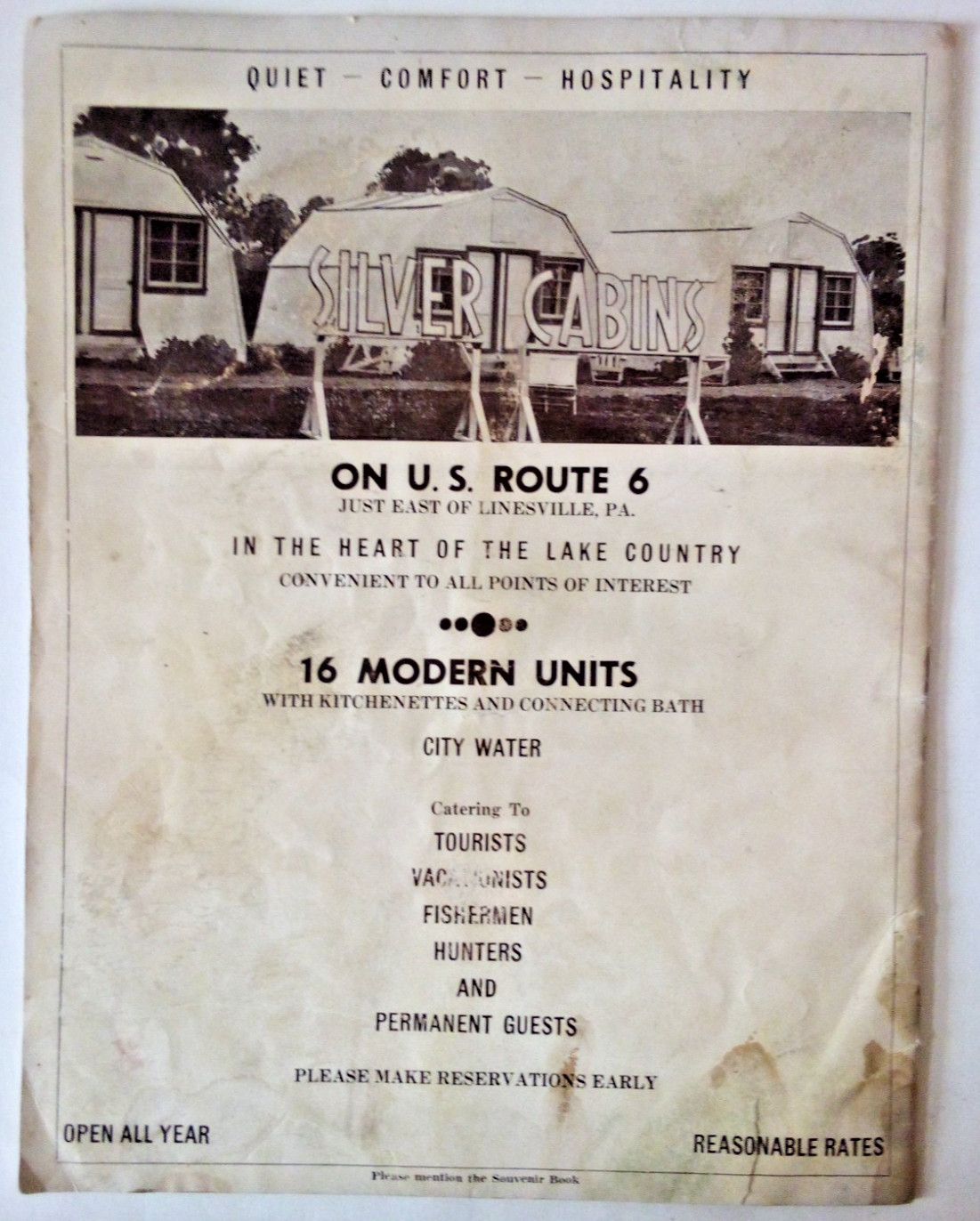 VTG 1949 PYMATUNING LAKE DIRECTORY SOUVENIR BROCHURE ANDOVER OHIO ADVERTISING F3