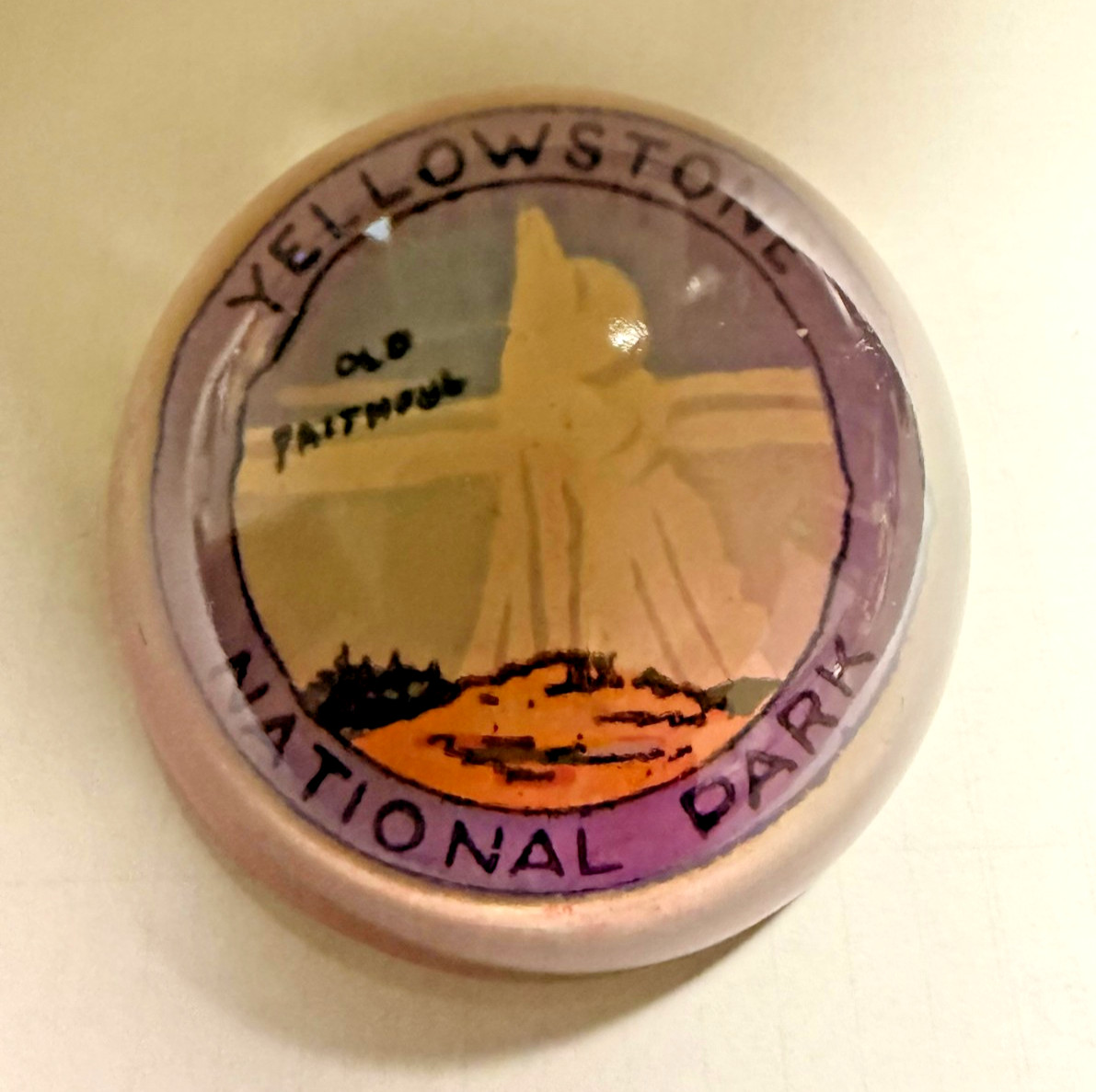 Vintage Glass Paperweight Old Faithful Yellowstone National Park