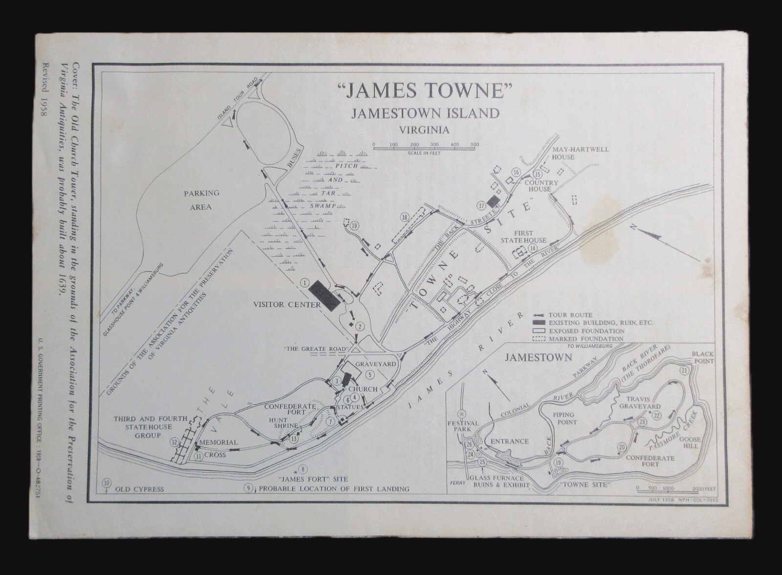 1958 Jamestown Virginia Visitors Guide with Map – National Park Service