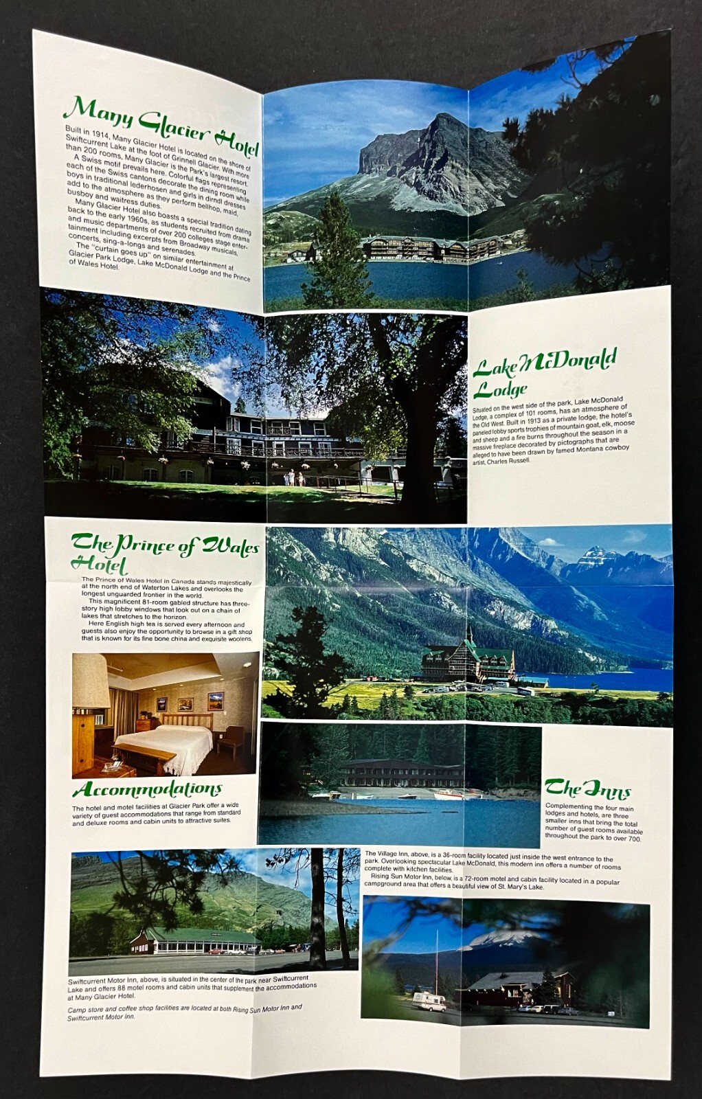 1985 Glacier National Park Montana Recreation Lodge Vintage Travel Map Brochure