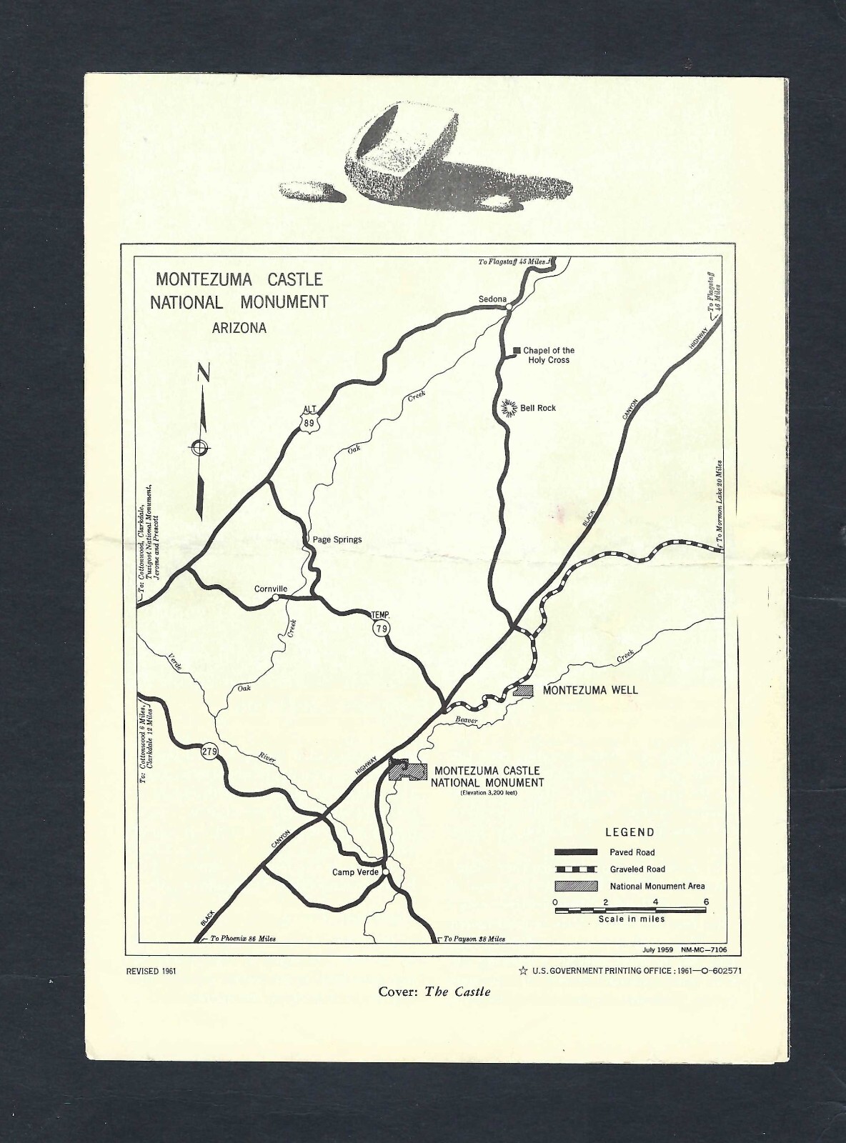 1961 Montezuma Castle National Monument with Map