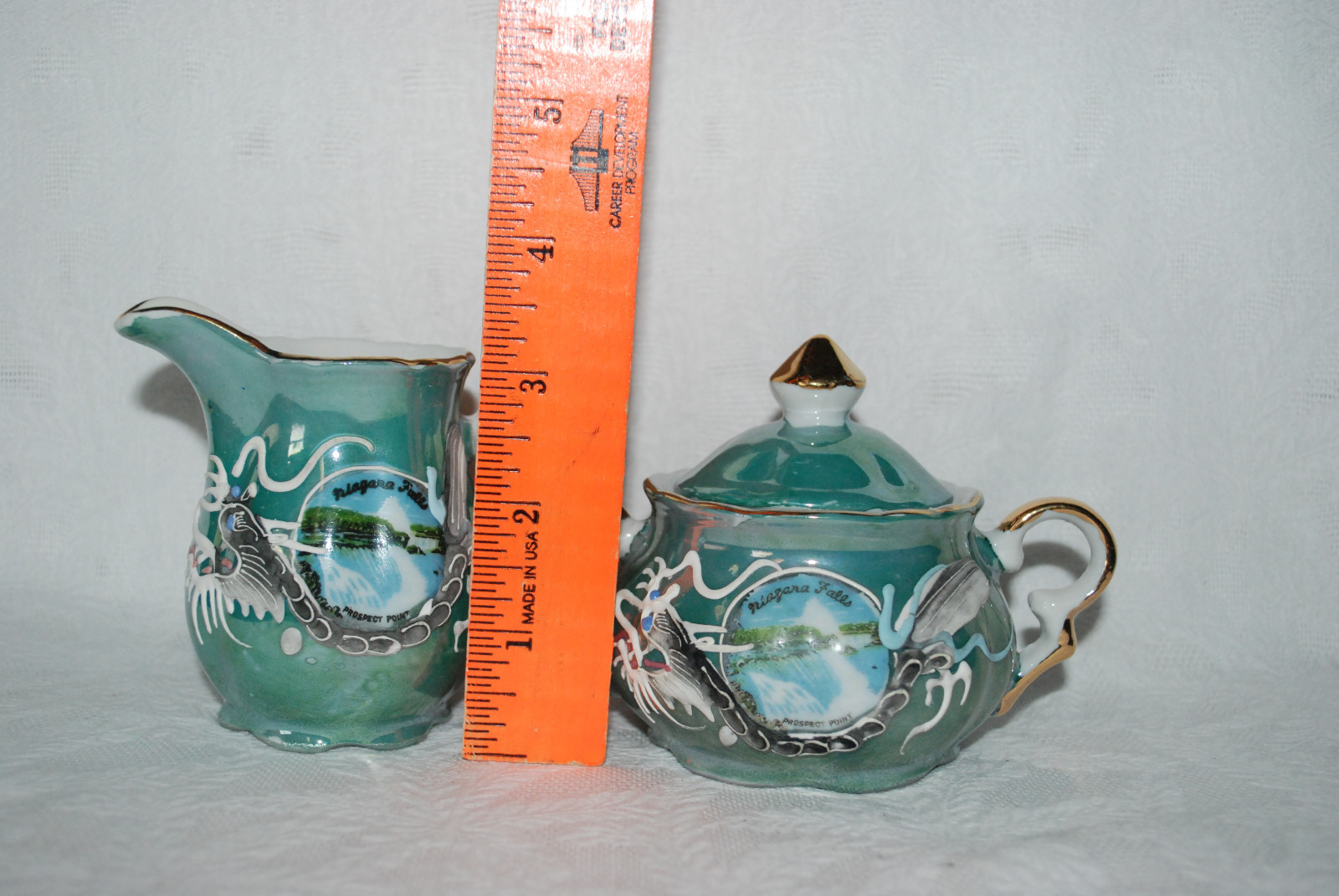 VINTAGE NIAGARA FALLS SOUVENIRS, 2 PIECES, SMALL PITCHER, & CREAMER
