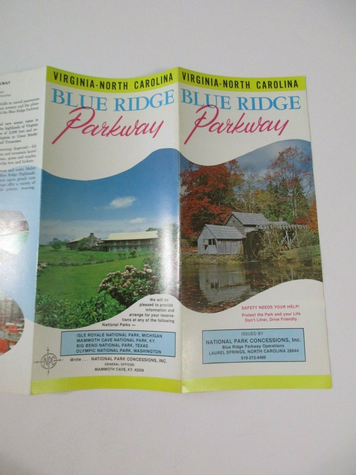 1984 Blue Ride Parkway National Park Virginia NC Travel Map Guide Brochure-B36