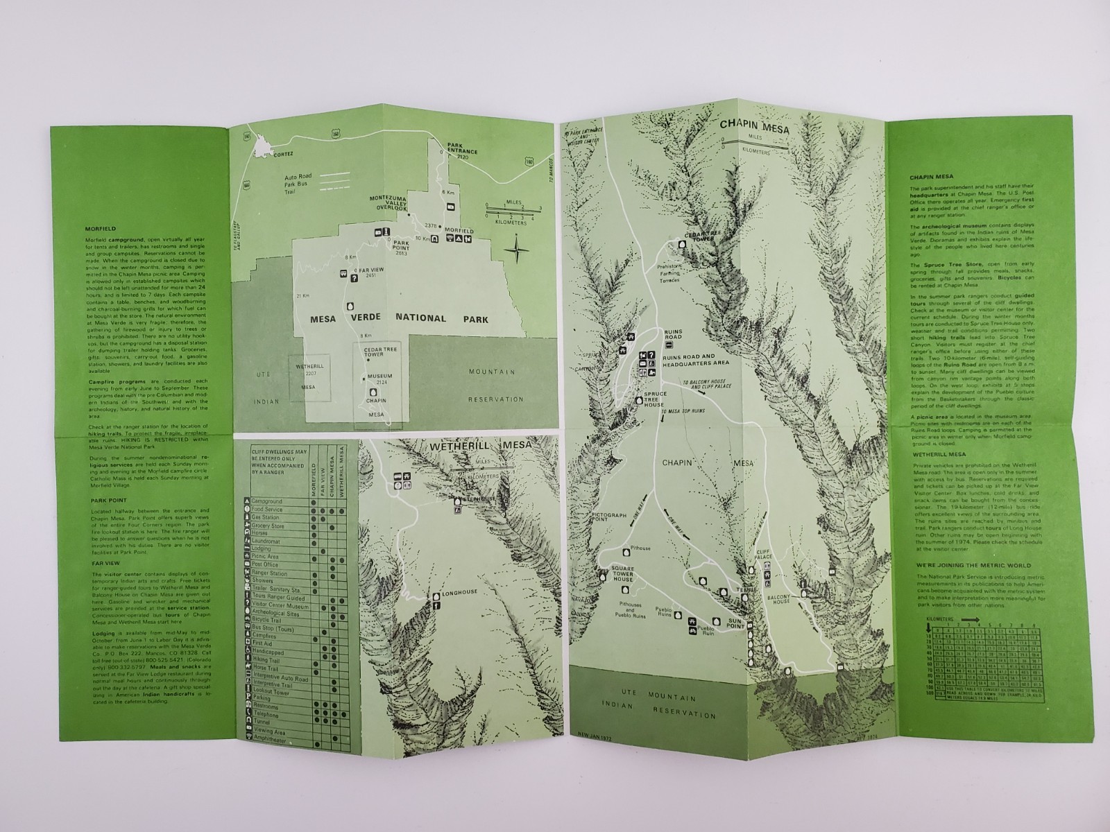 1974 Mesa Verde Arizona National Park Guide Map Vintage Travel Brochure Trails