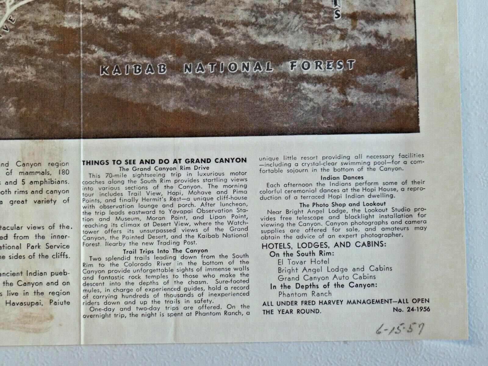 Vintage Grand Canyon National Park Fred Harvey Paper Restaurant Placemat c1957