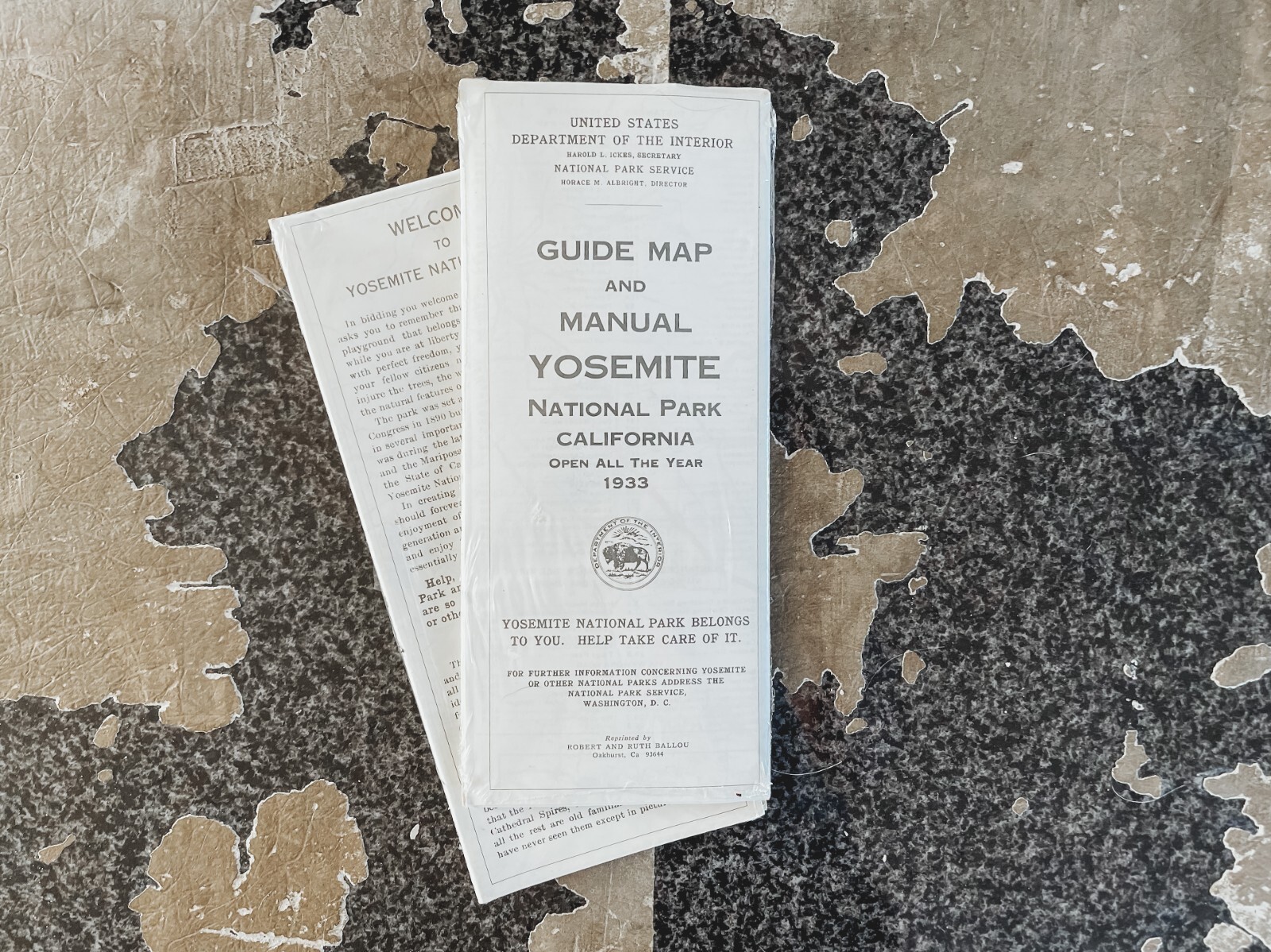 1933 Yosemite National Park Guide Map and Manual, Vintage, Rustic Decor