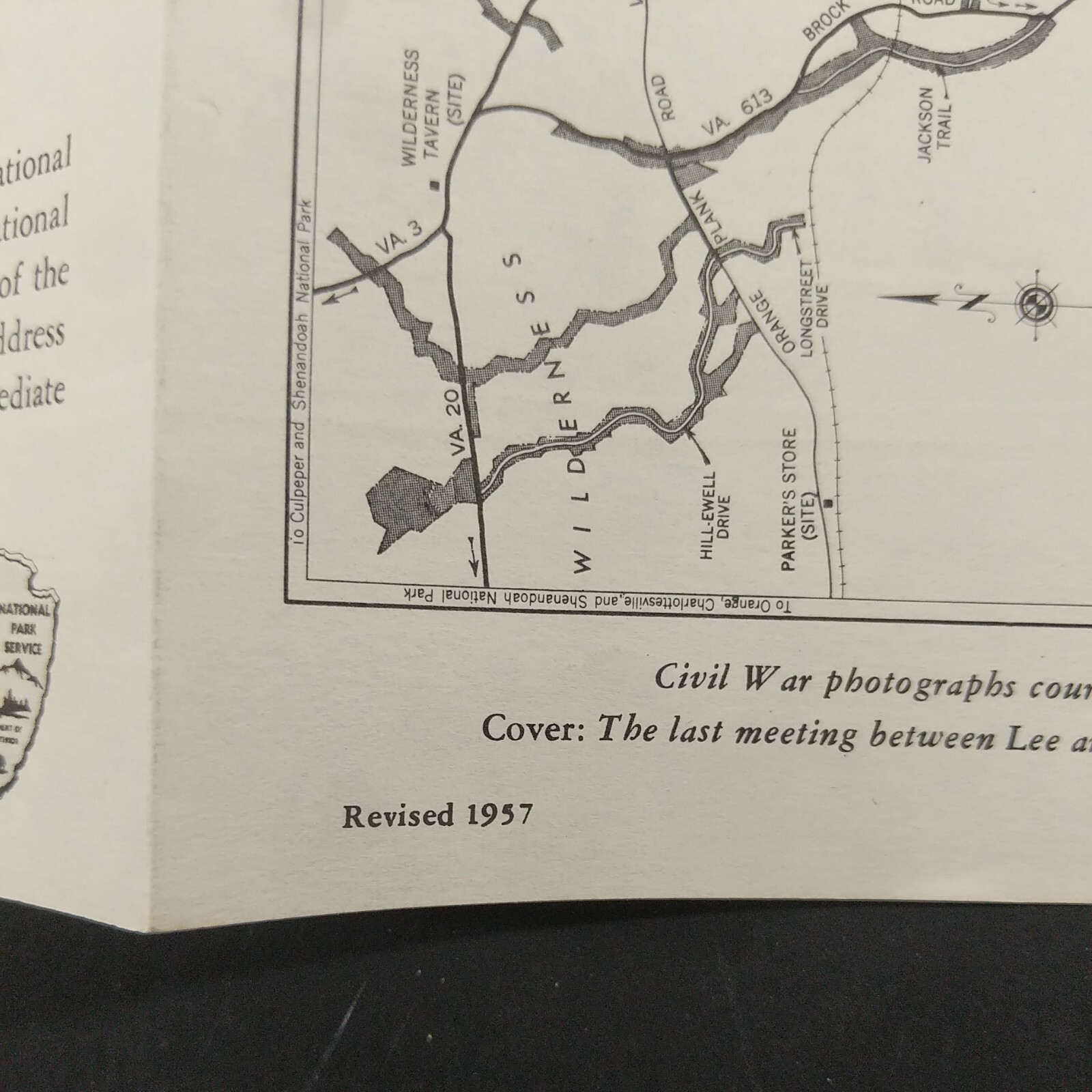 1957 Fredericksburg Spotsylvania National Military Park Brochure Pamphlet Map