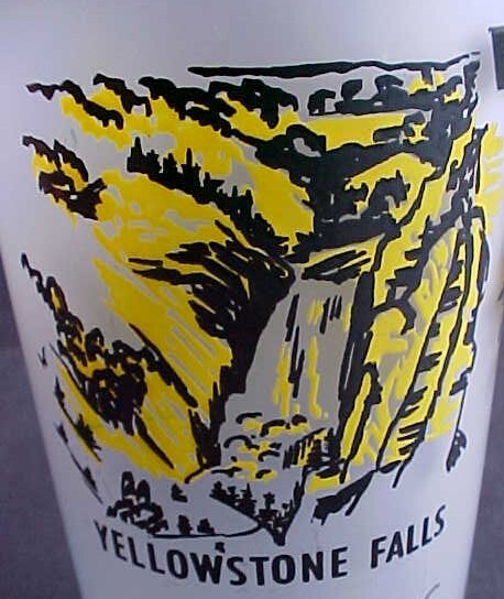 Vintage Yellowstone National Park & Wyoming Old Faithful Tetons Frosted Glass