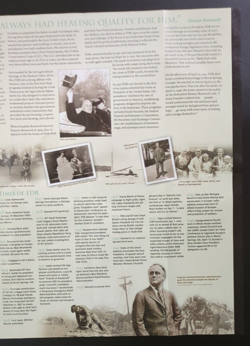 2015 Home of Franklin D. Roosevelt NY National Park Service Brochure Vtg