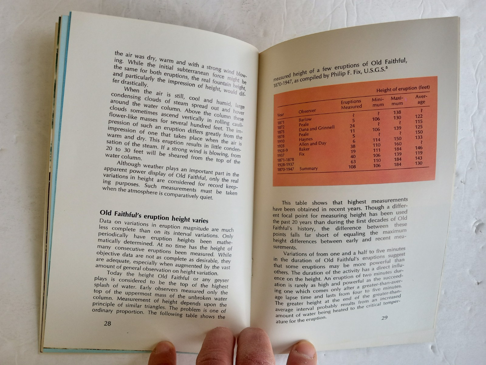 The STORY OF OLD FAITHFUL by George D. Marler 1969 Illustrated Booklet 50 pages