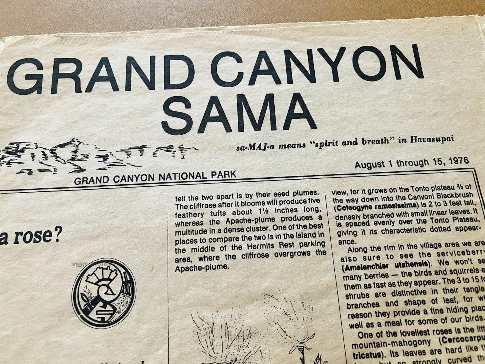 1976 Grand Canyon Sama Newspaper Grand Canyon National Park