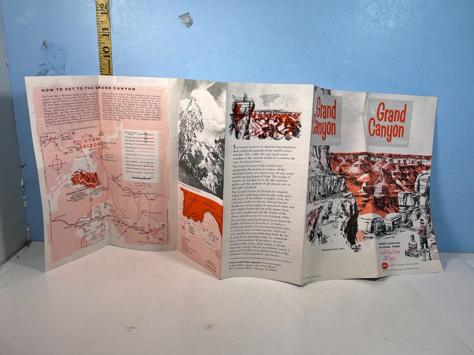 1968 Grand Canyon Arizona National Park Fred Harvey Hotels Brochure
