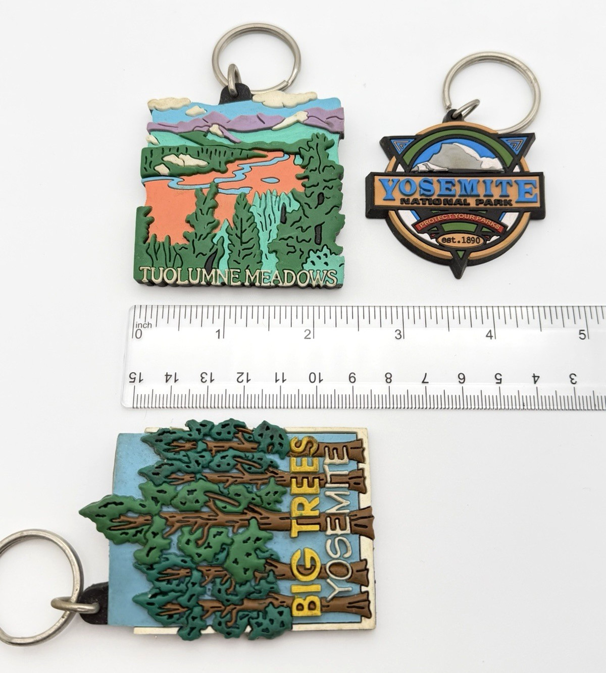 Yosemite National Park Keychain Lot Big Trees Tuolumne Meadows Rubber Souvenir