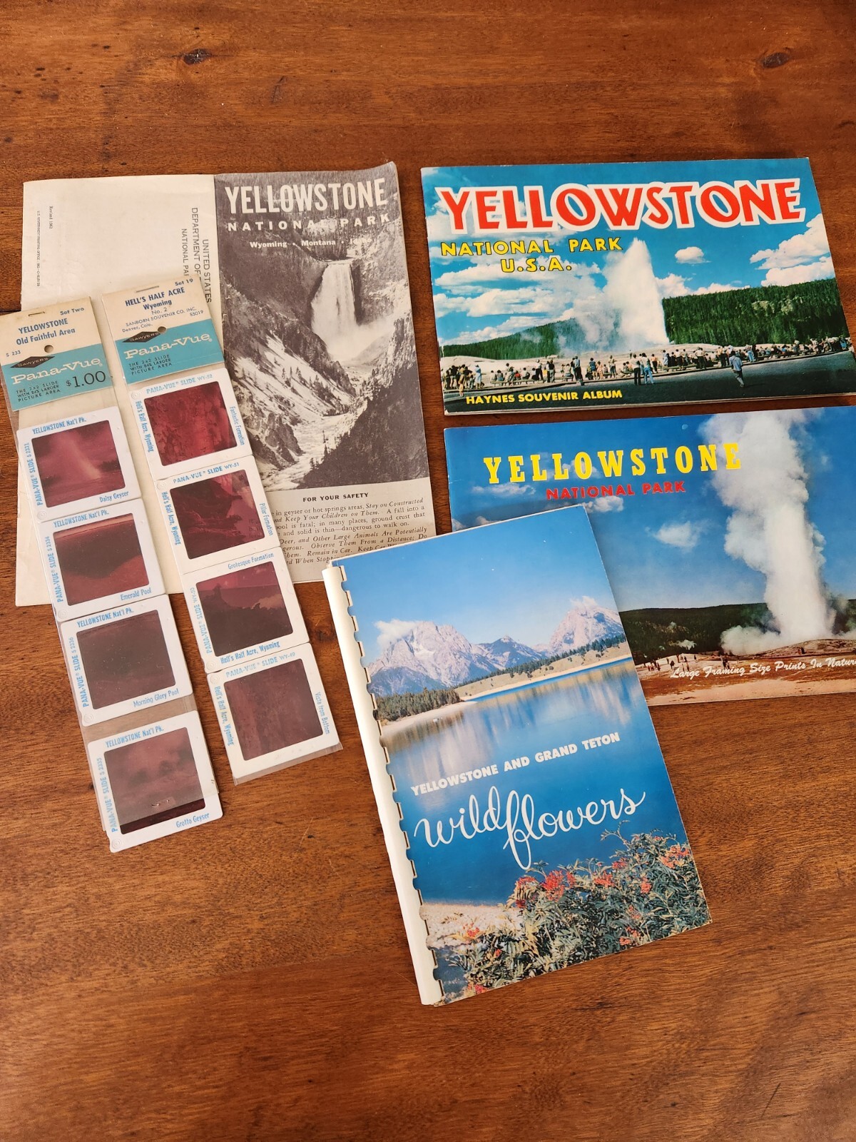 1960s Yellowstone Park Souvenir Albums, brochures, slides lot