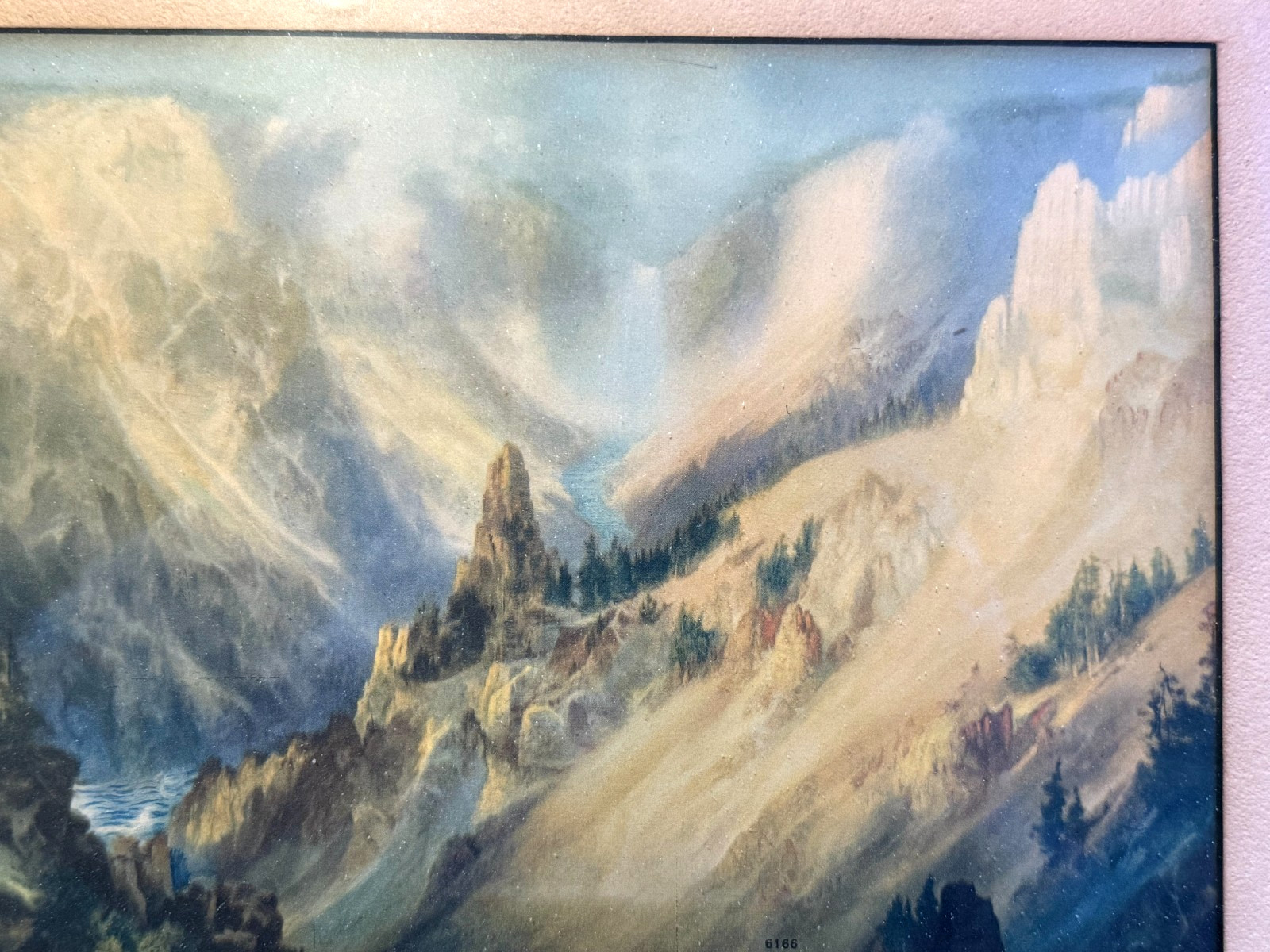 1920s THOMAS MORAN The Grand Canyon of Yellowstone Litho/Print in Original Frame