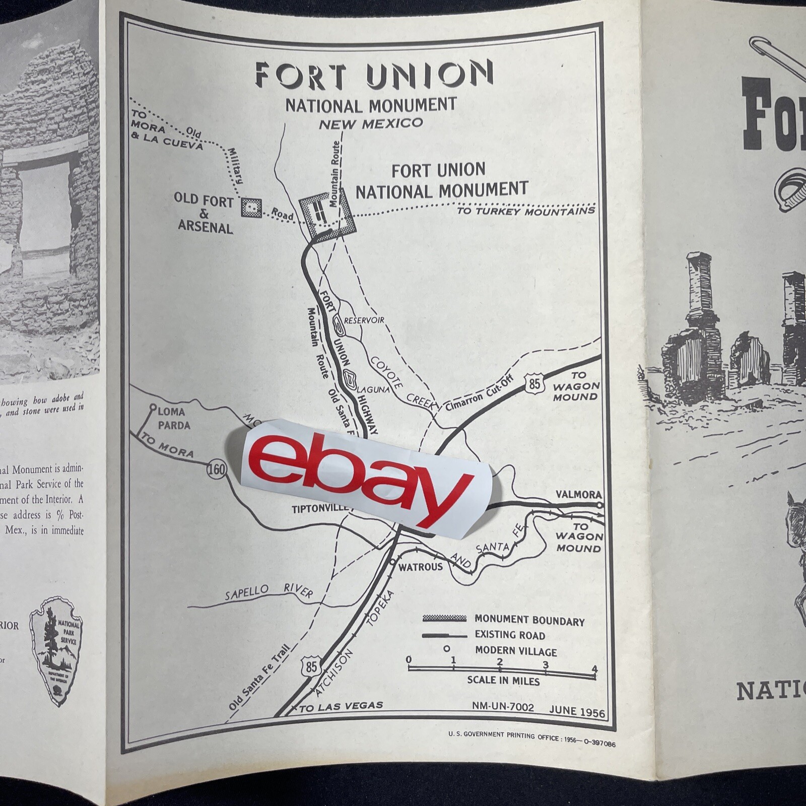 Vintage 1956 Fort Union National Monument Brochure Pamphlet Info booklet NM