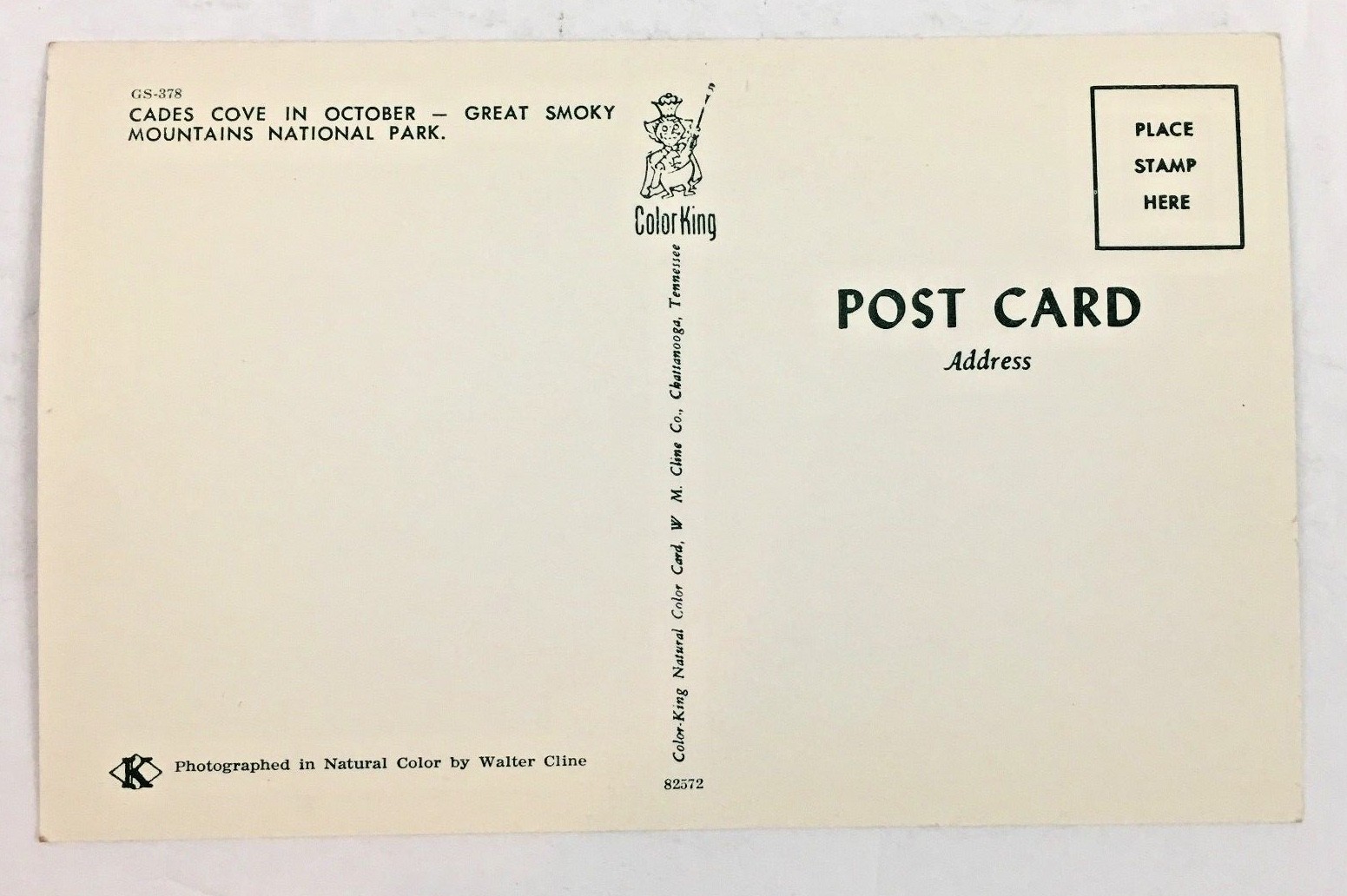 Vintage Postcard Cades Cove in October Great Smokey Mountains National Park