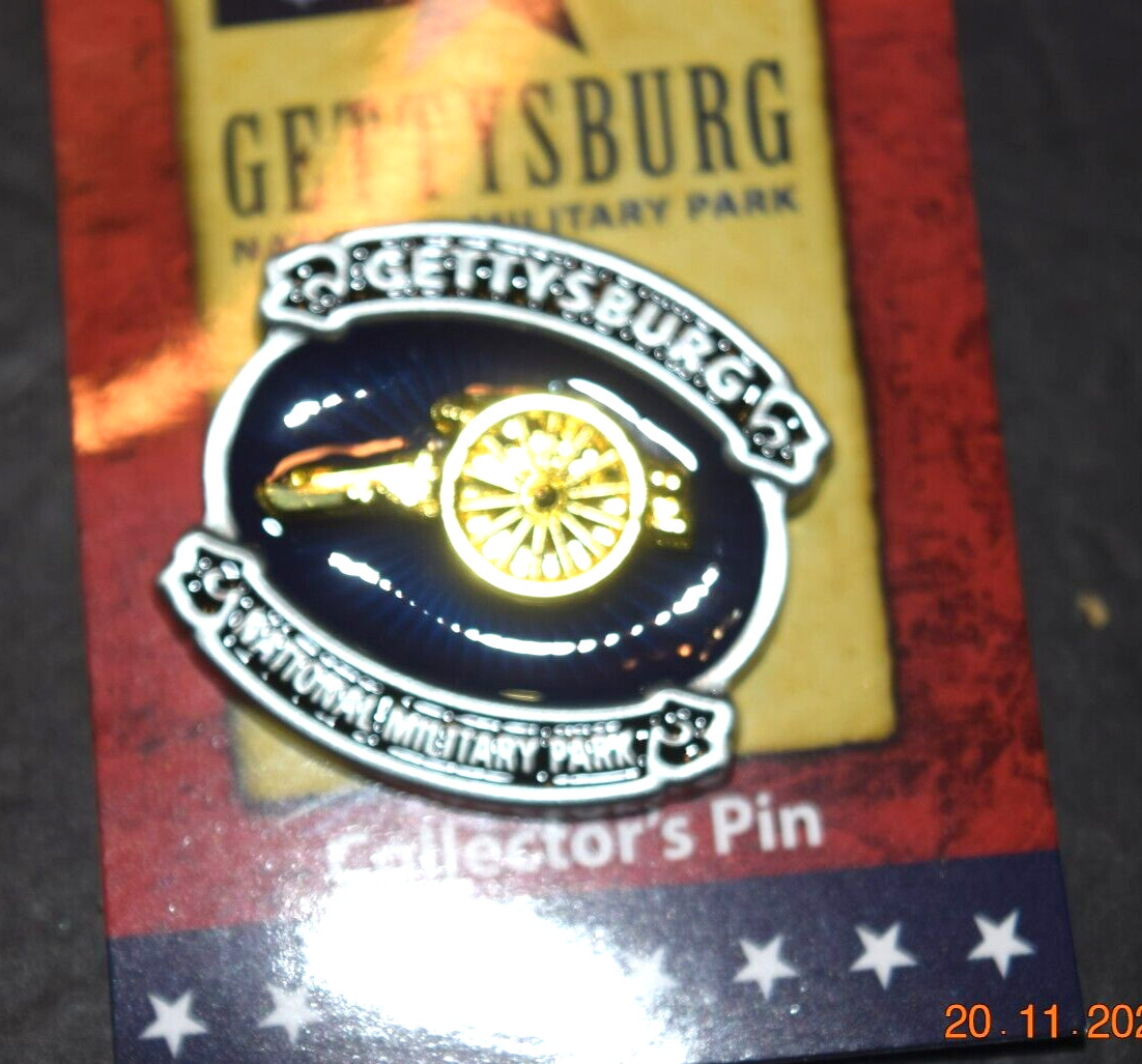 GETTYSBURG NTL MILITARY PARK “Cannon” Oval Collector’s Pin, New on Original Card