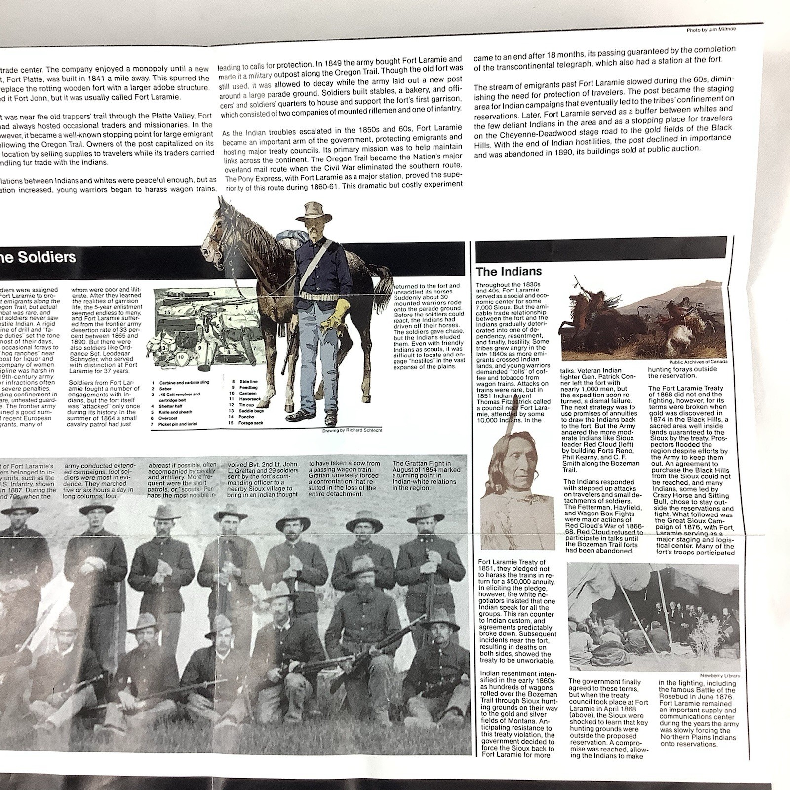 Fort Laramie National Historic Site Map & Tourist Guide 1993 Wyoming US Military