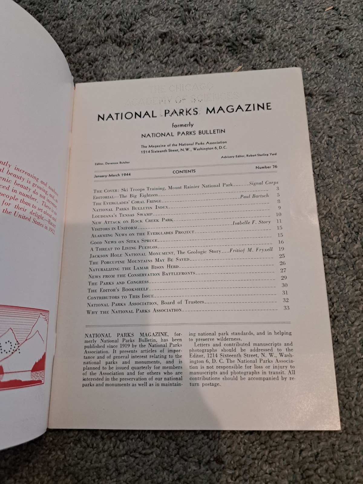 January-March 1944 National Parks Magazine Mount Rainier Everglades Jackson Hole