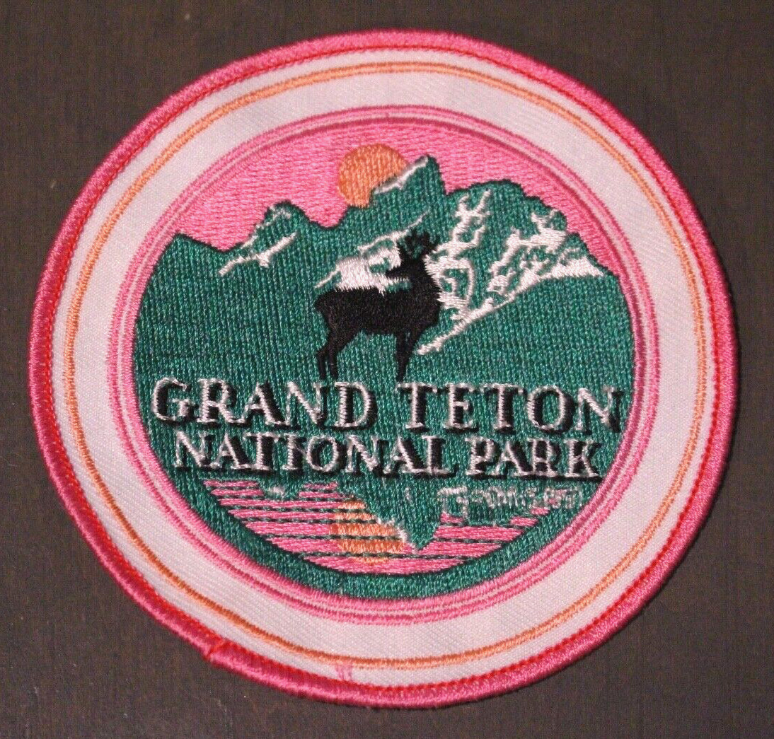 Rare Vtg Grand Teton National Park Patch Sew Iron On Wyoming Mountain Range 4″