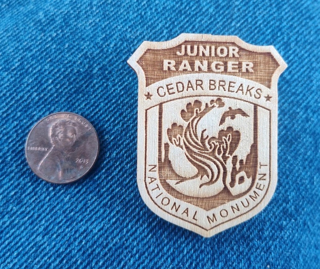 Wooden CEDAR BREAKS NATIONAL MONUMENT Junior Ranger Wood Etched Badge 2 Inches