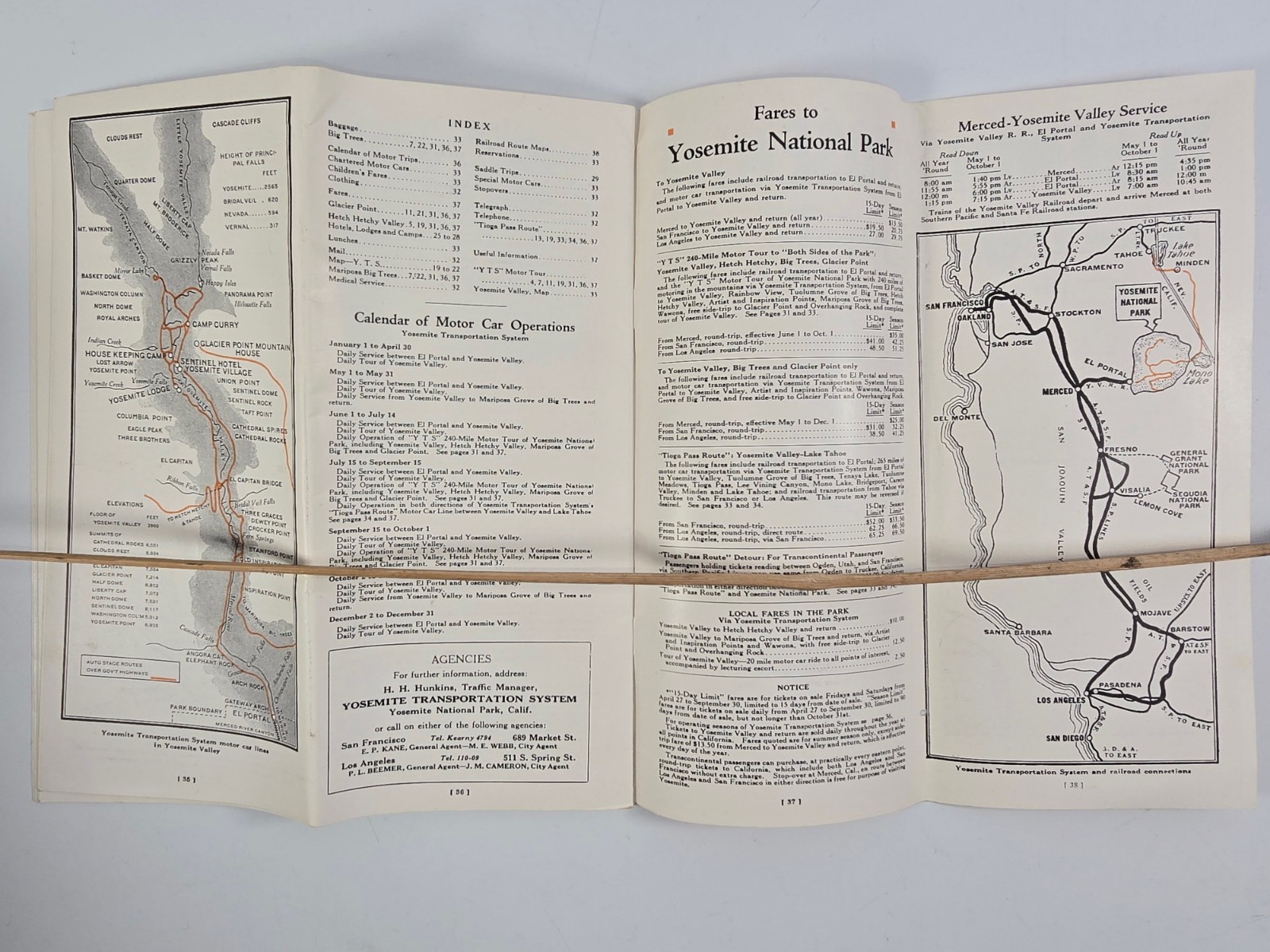 Rare Antique 1923 Yosemite Travel Brochure & Gunnar Widforss Centerfold Map EUC