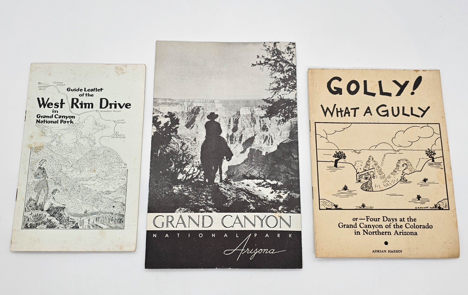 Grand Canyon 3 Booklets 1930s Golly What a Gully; West Rim Drive, Historic Photo