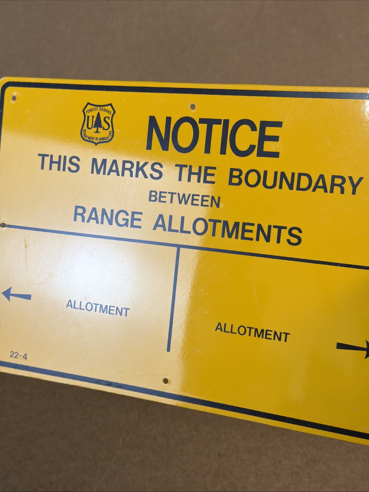 VTG Tin Metal US National Forest Service Sign Boundary Range Allotments 10×7 DST