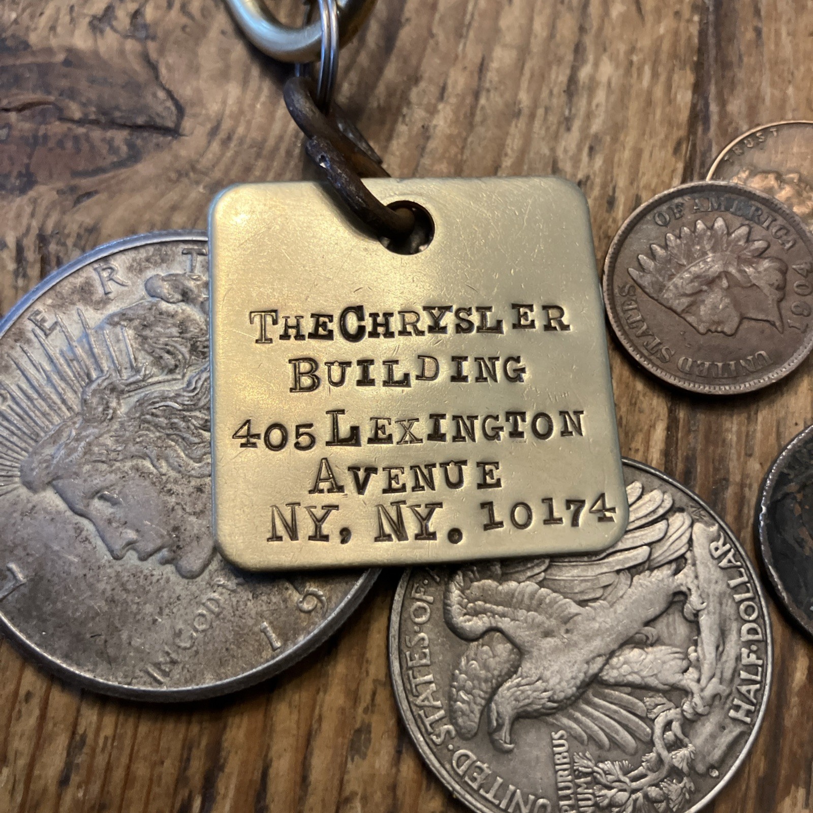 The Chrysler Building Solid BRASS CUSTOM KEY FOB Vintage Hotel Style Marker