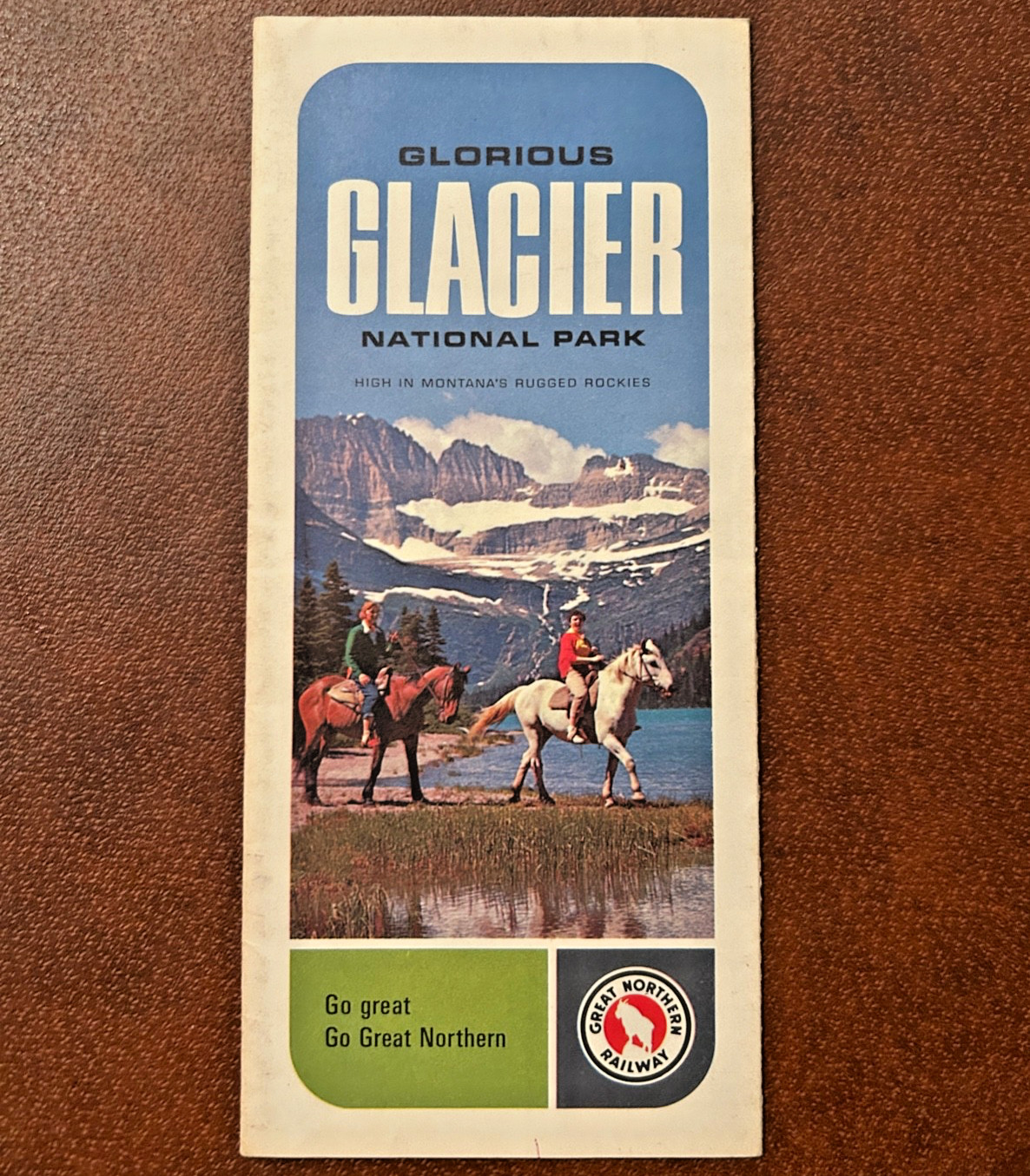 Vintage 1960s Great Northern Railway Glacier National Park Map/Brochure/Guide