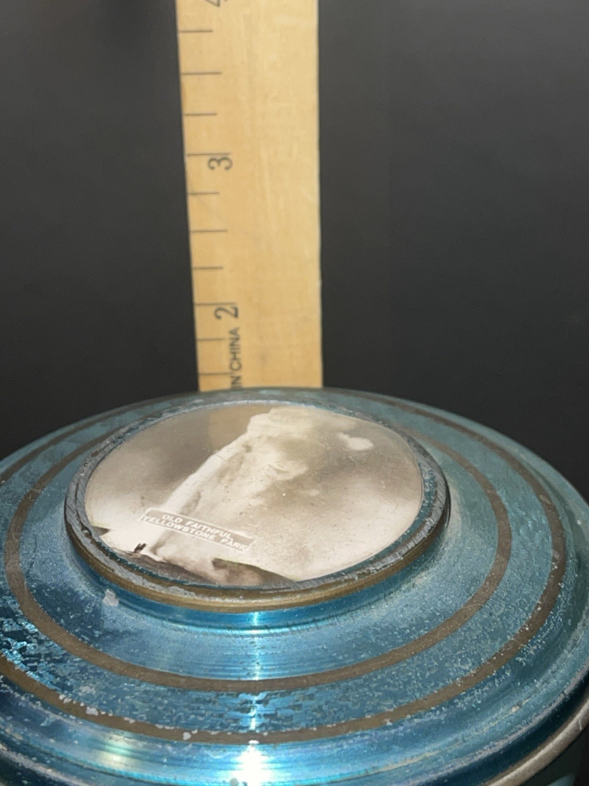 Rare vintage Yellowstone National park Old faithful Aluminum trinket box