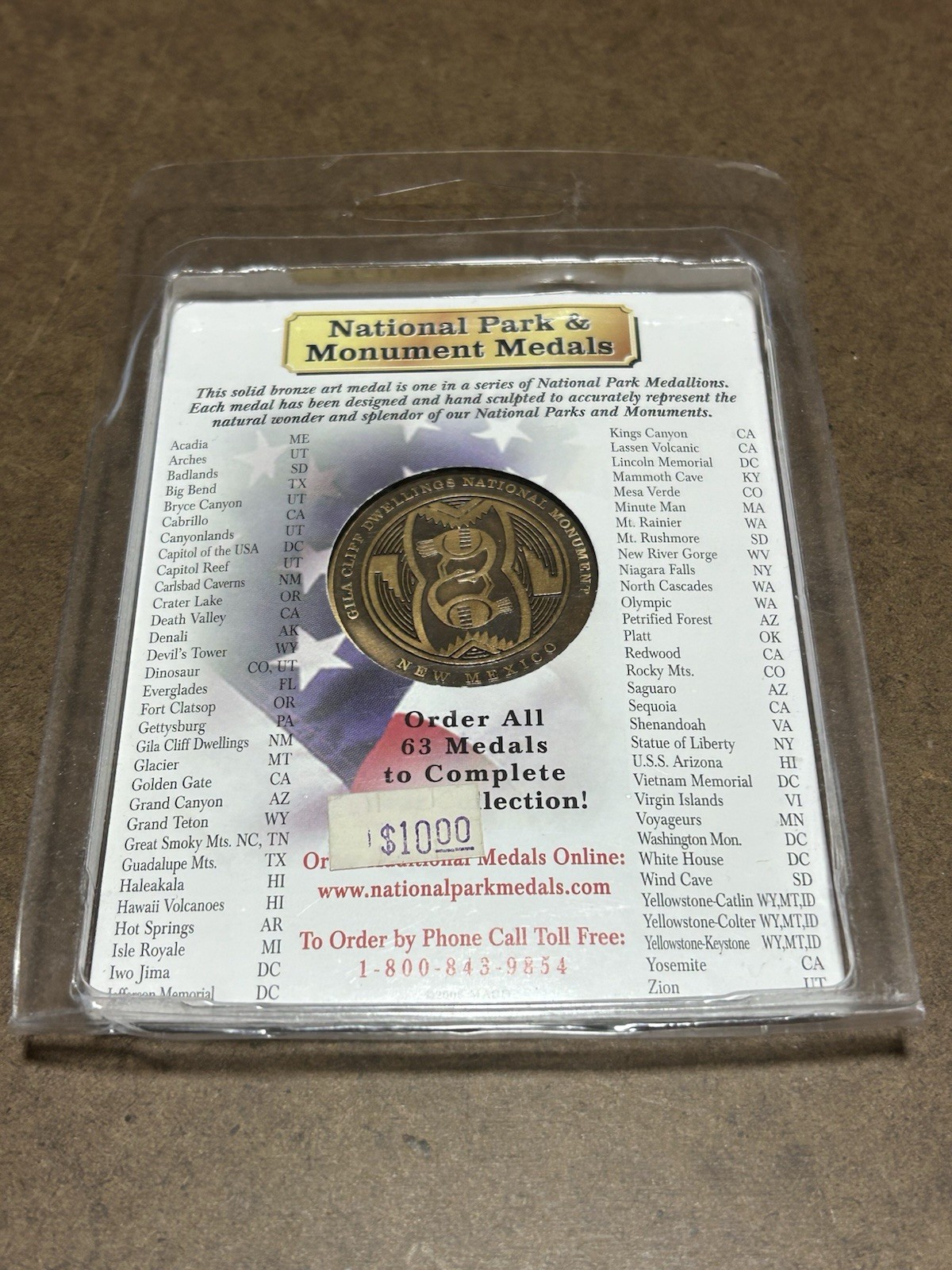 NATIONAL PARK & MONUMENT MEDALS, GILA CLIFF DWELLINGS, 2006 MACO, SOLID BRONZE