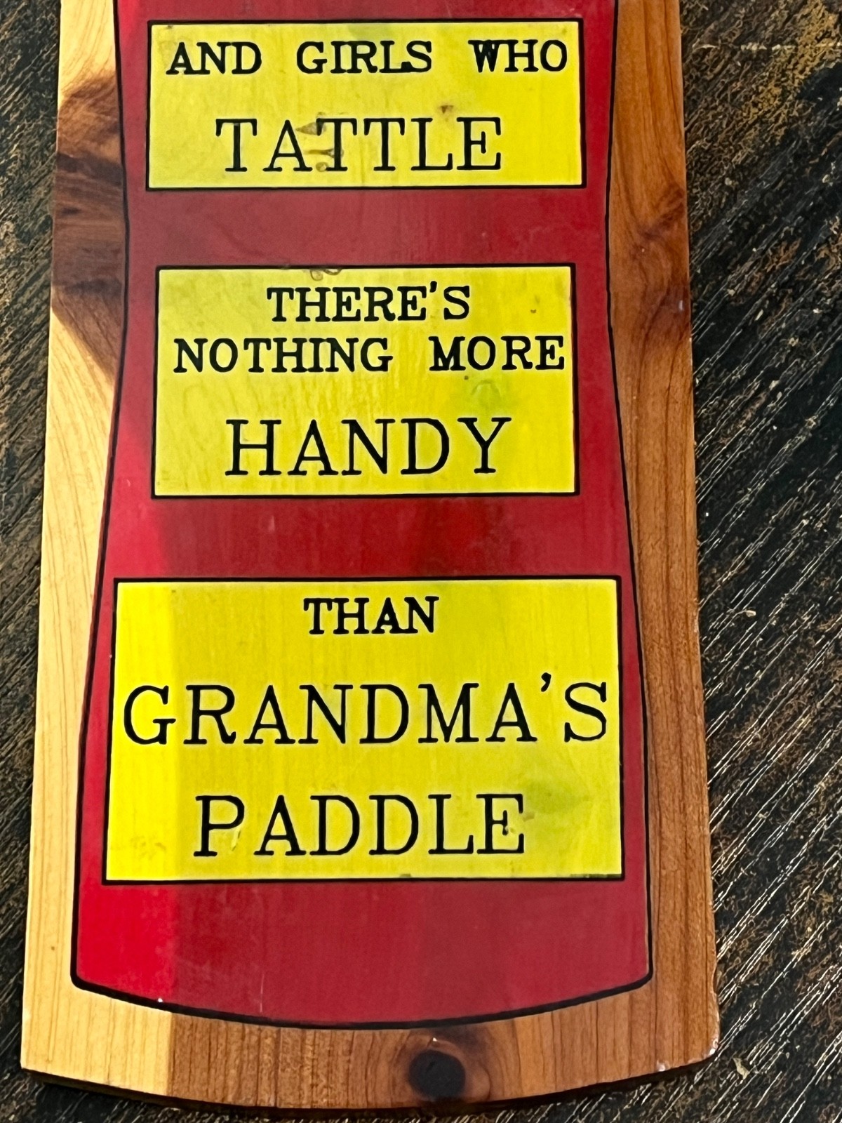 Vtg Yellowstone Park GRANDMA PADDLE Cedar Funny Wall Art Gag gift Souvenir 15×3