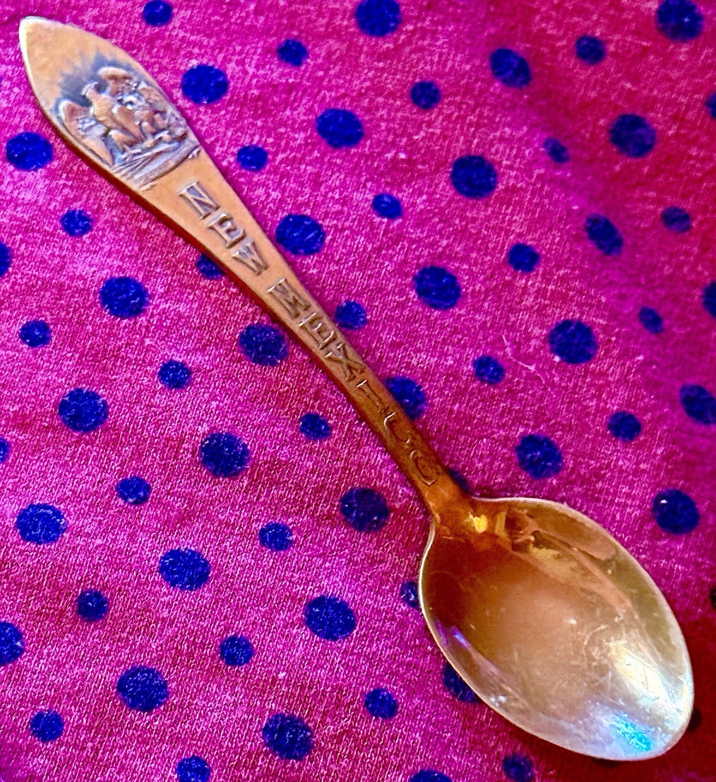 Vintage Solid Copper Souvenir Spoon New Mexico Sunshine Eagle 3 1/2” Inch