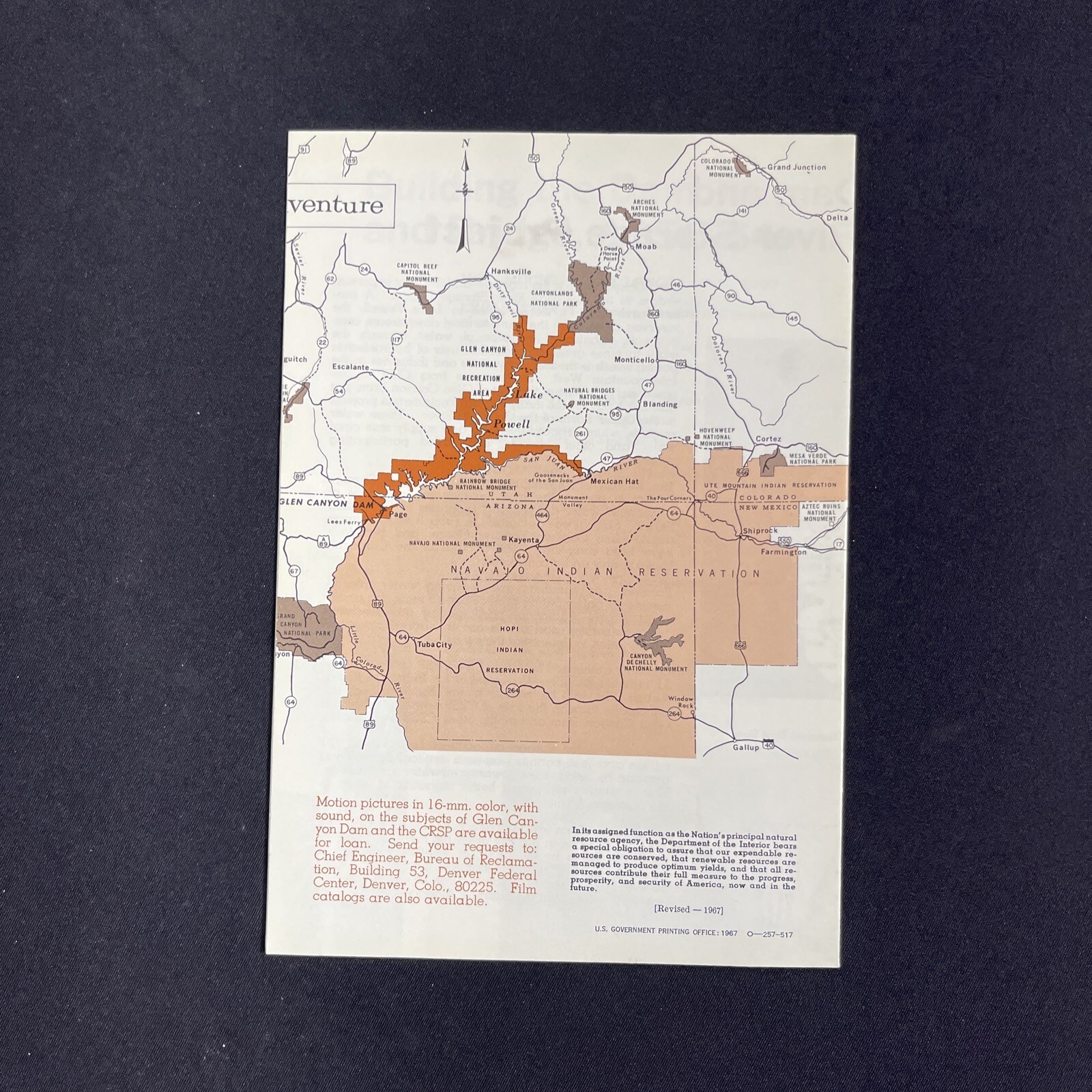 1967 Glen Canyon Dam Colorado River Storage AZ UT Vintage Travel Brochure