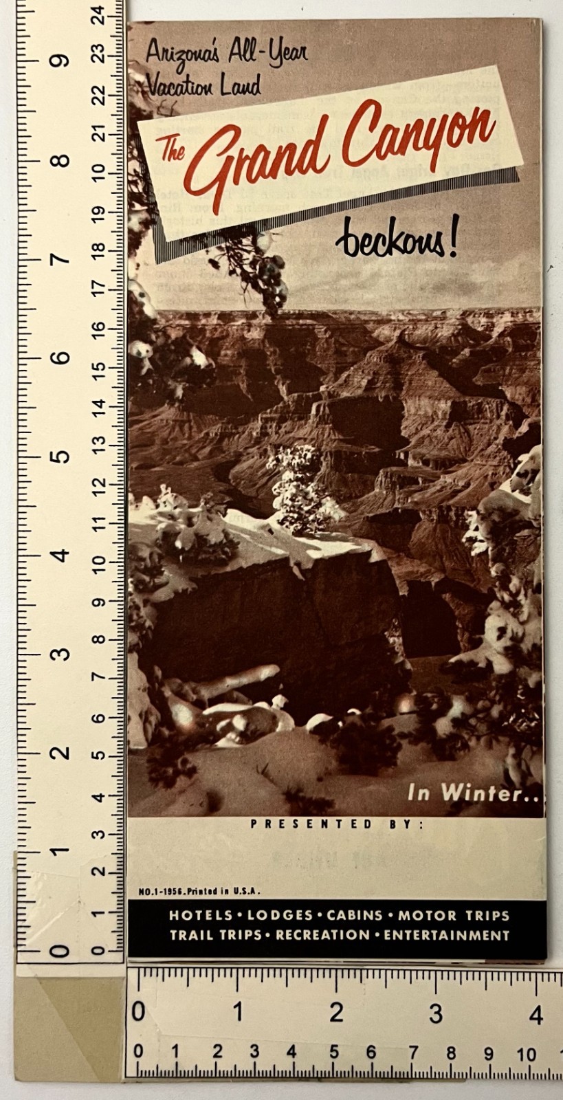1956 Grand Canyon National Park AZ Midcentury Guide Map Vintage Travel Brochure