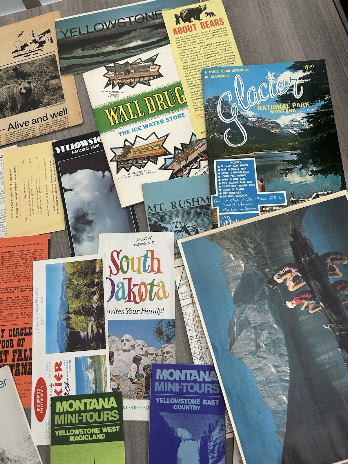 Vintage US National Parks Yellowstone Grand Teton Glacier WY MT Etc Ephemera Lot