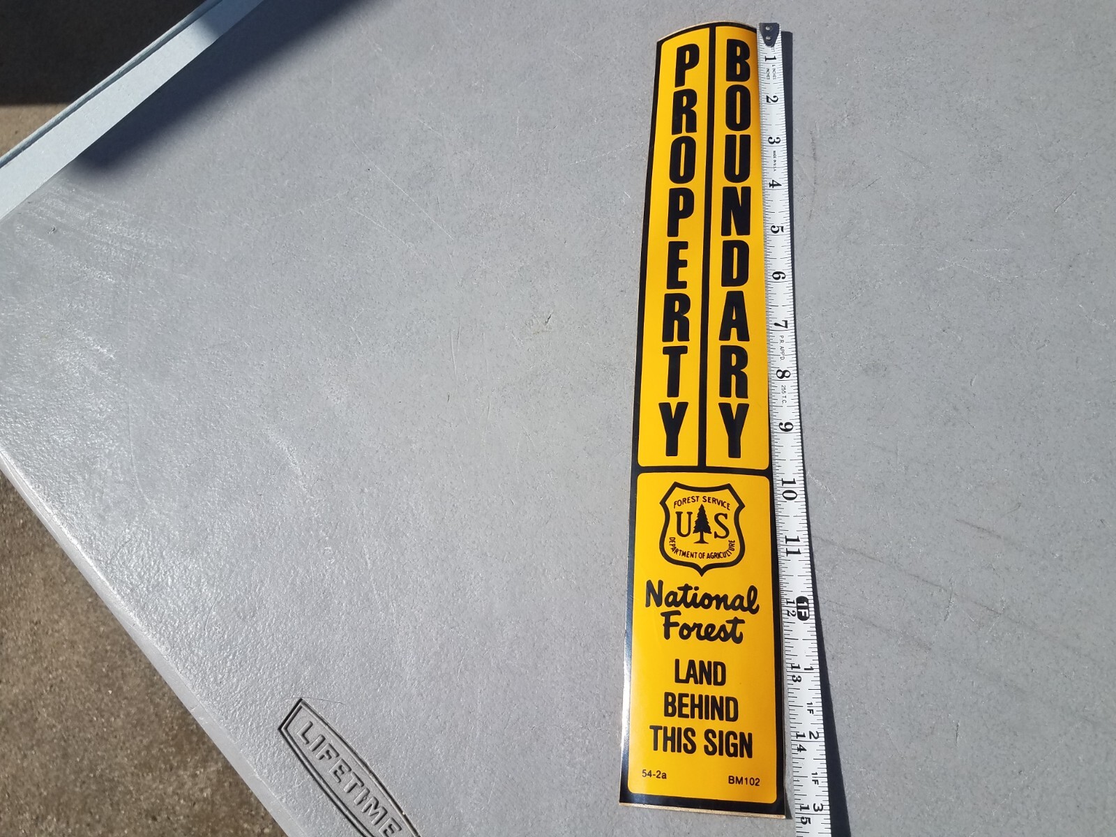 NOS Vintage US Forest Service Property Boundary 15″ Sticker Sign National Park