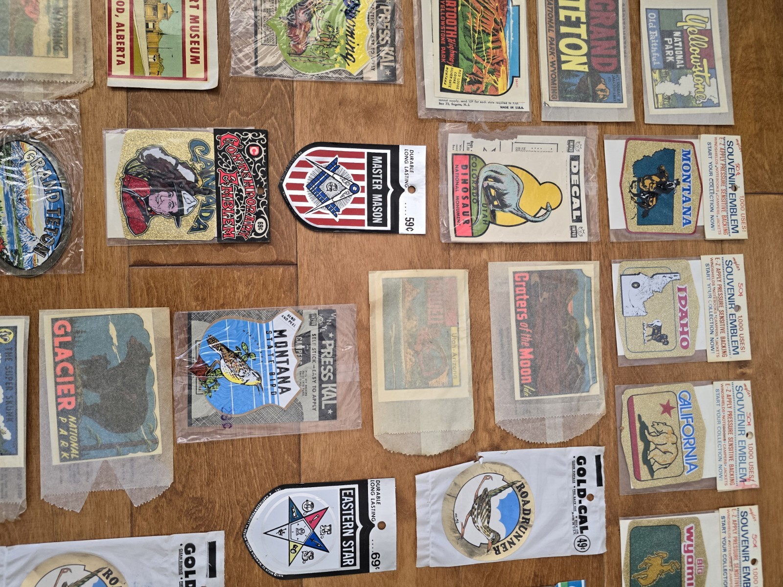 Vintage ( 24 ) National Park Travel Decals Wyoming, Montana, Yellowstone & More