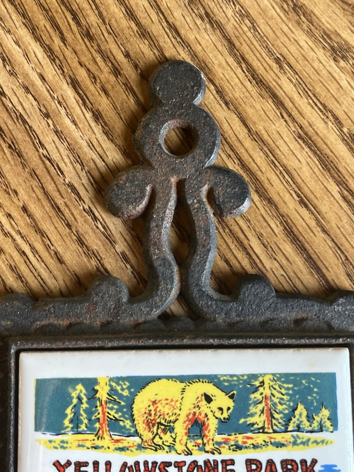 Vintage Yellowstone National Park Trivet Cast Iron Wall Made in Japan 60s 70s