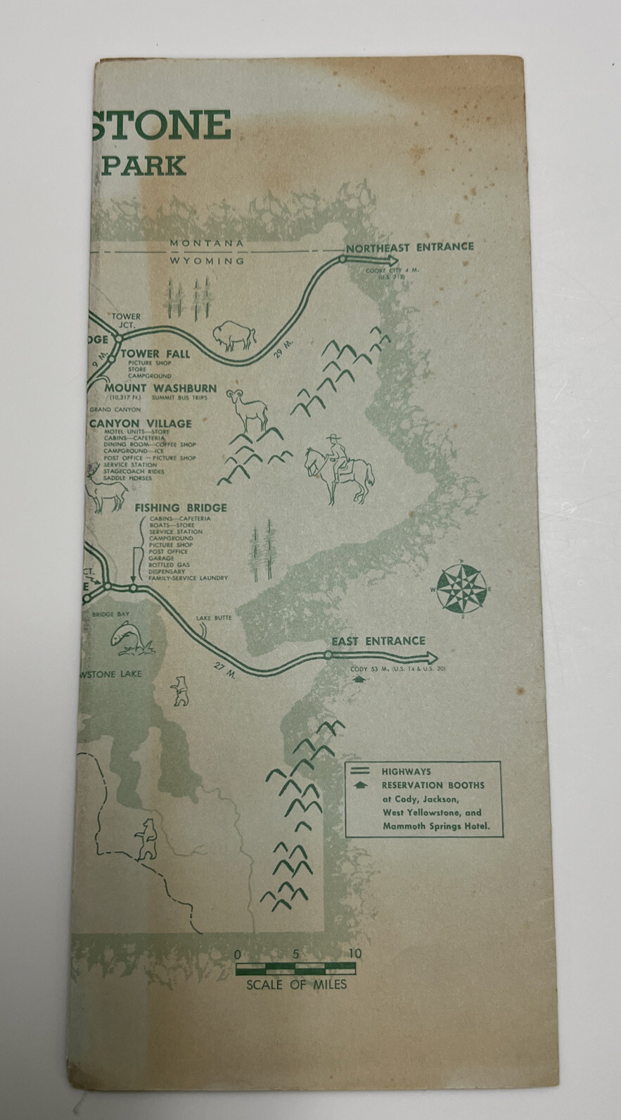 RARE Vintage 1961 Brochure YELLOWSTONE NATIONAL PARK W Fold Out Map & Rates Ect
