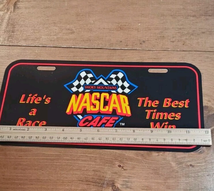Vintage NASCAR CAFE Smoky Mountains Plastic License Plate Novelty Life’s A Race