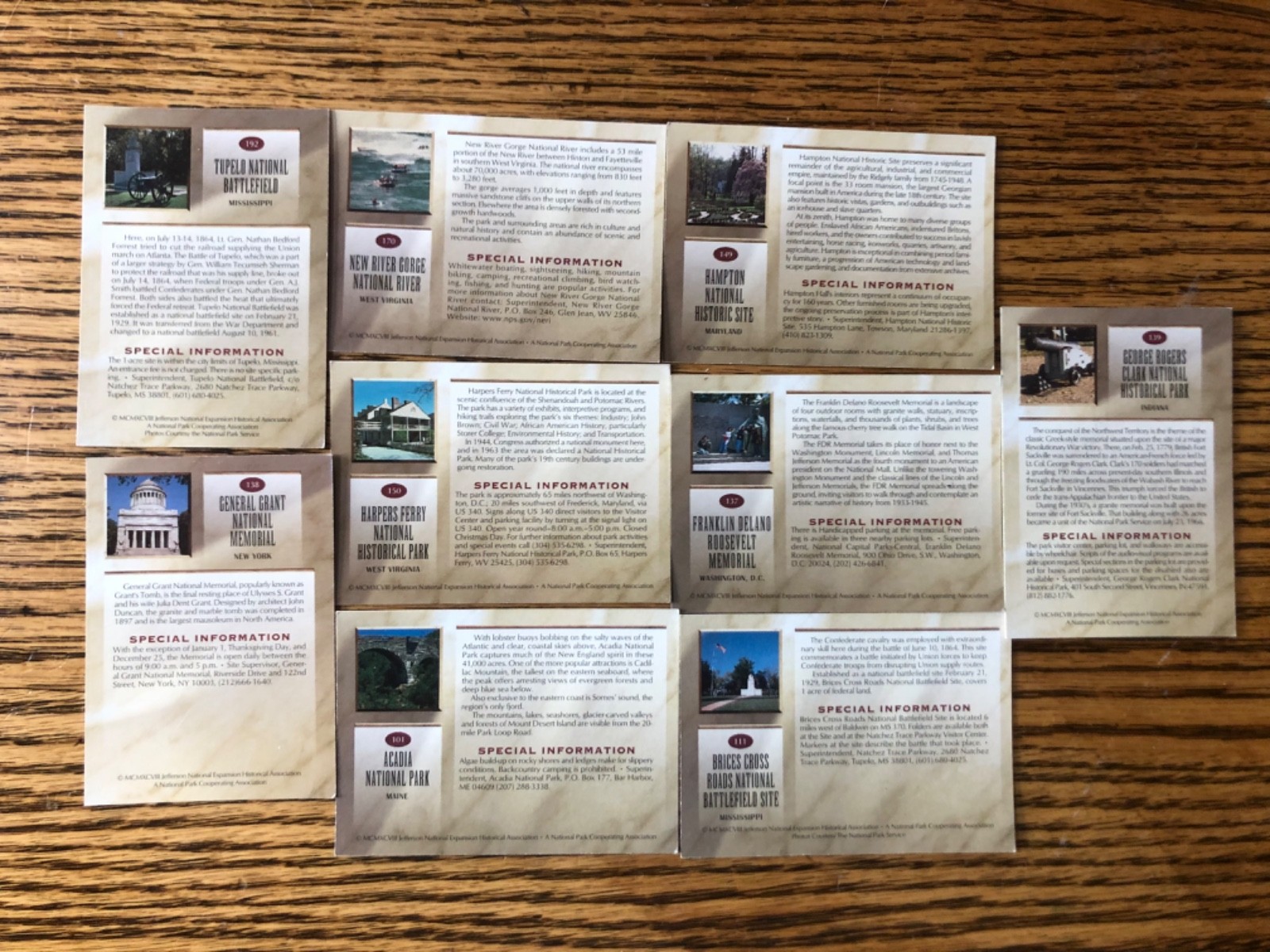 Seventy-five 1995 National Park Trading Cards; nine 1998 cards