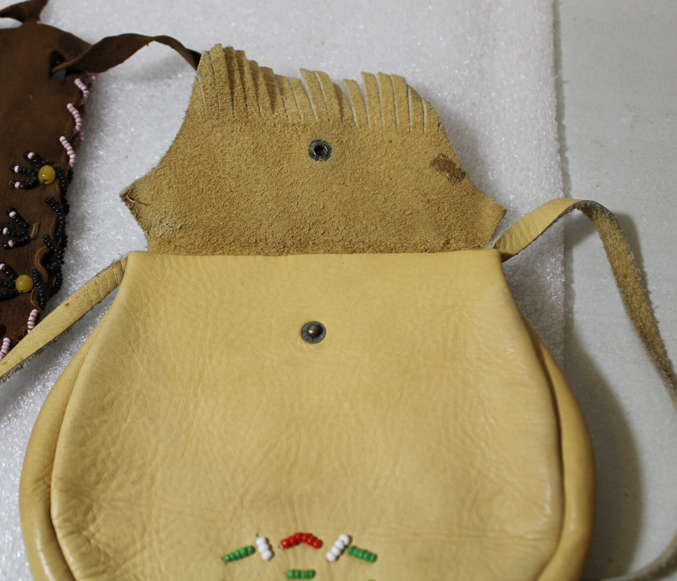 Vintage Yellowstone Park Souvenir Indian Beaded Leather Purse + Bonus Pouch