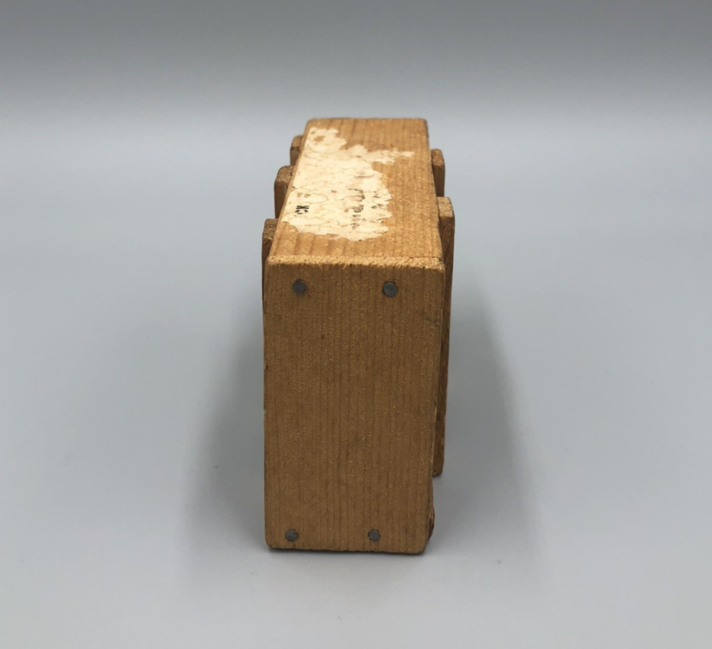 Good Luck Bear in Wood Crate Souvenir Yellowstone Park w/ Thomas Jefferson Stamp
